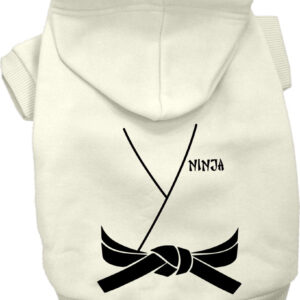 Ninja Costume Screen Print Dog Hoodie Cream Size XL
