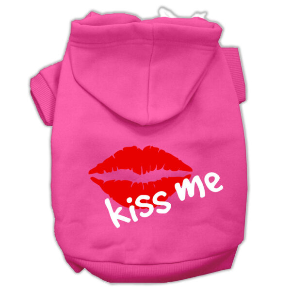 62-56-XSBPK.jpg Kiss Me Screen Print Pet Hoodies Bright Pink Size XS