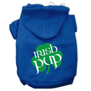 Irish Pup Screen Print Pet Hoodies Blue Size XXXL