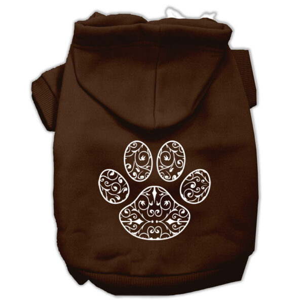 62-82-XSBR.jpg Henna Paw Screen Print Pet Hoodies Brown Size XS