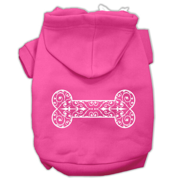 Henna Bone Screen Print Pet Hoodies Bright Pink Size XS