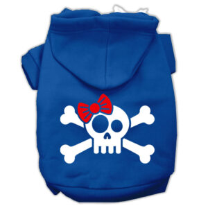 Skull Crossbone Bow Screen Print Pet Hoodies Blue Size XXXL