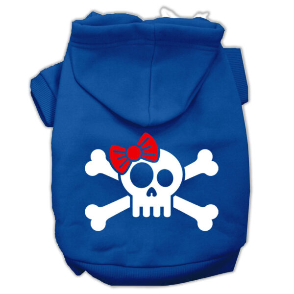 Skull Crossbone Bow Screen Print Pet Hoodies Blue Size XXXL