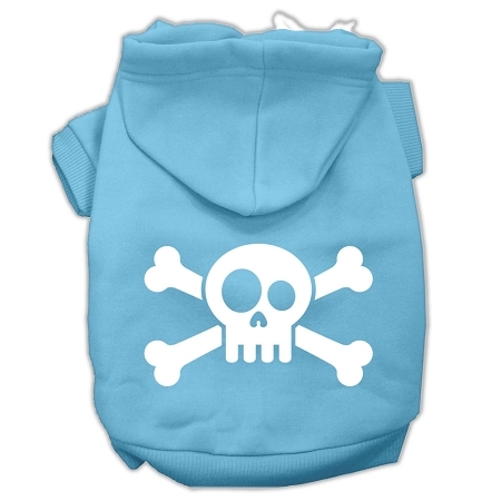 Skull Crossbone Screen Print Pet Hoodies Baby Blue Size Lg