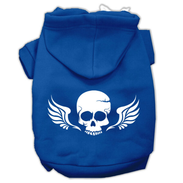 62-87-XXXLBL.jpg Skull Wings Screen Print Pet Hoodies Blue Size XXXL