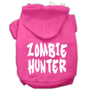 Zombie Hunter Screen Print Pet Hoodies Bright Pink Size XXL