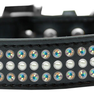 Ritz Pearl and AB Crystal Dog Collar Black Size 12