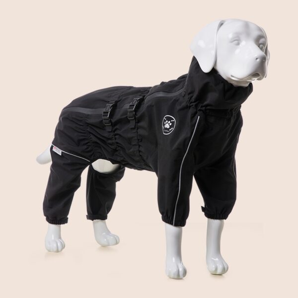 Color: Black, Size: 3XL Plus - Medium Large Dog Four-legged Waterproof All Inclusive Breathable Jacket