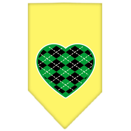 Argyle Heart Green Screen Print Bandana Yellow Small