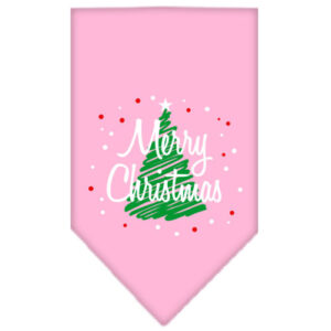Scribble Merry Christmas Screen Print Bandana Light Pink Small