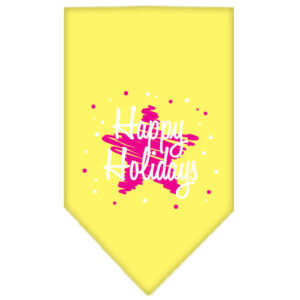 Scribble Happy Holidays Screen Print Bandana Yellow Small