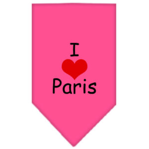 I Heart Paris Screen Print Bandana Bright Pink Small