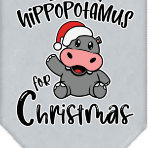Hippo for Christmas Screen Print Bandana Grey Size Small