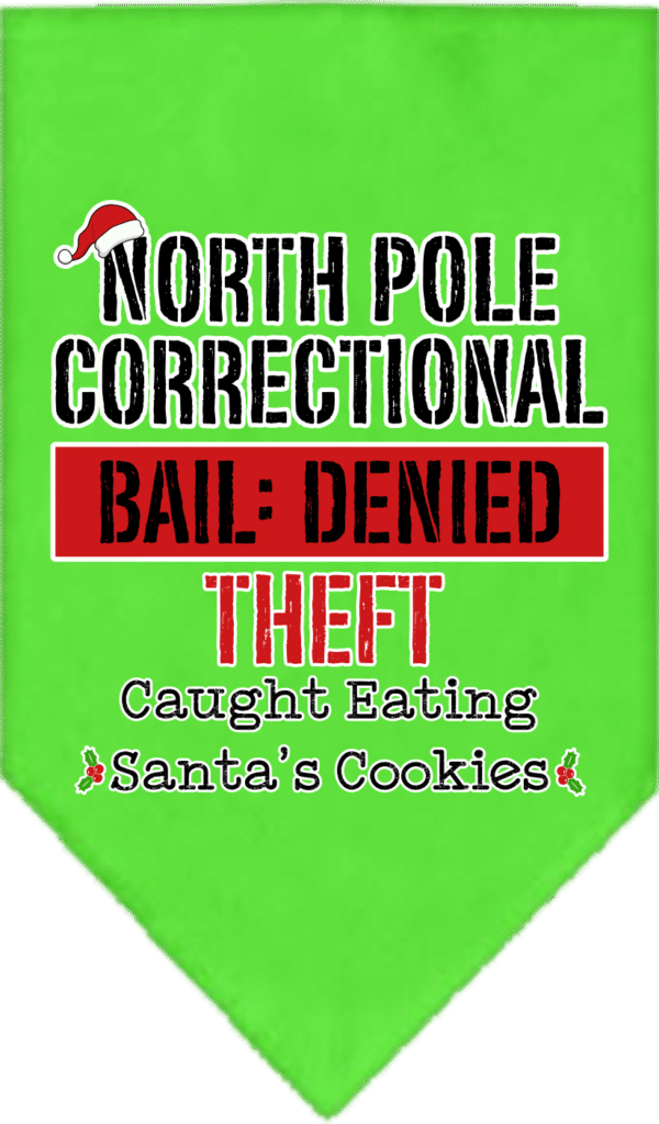 North Pole Correctional Screen Print Bandana Lime Green Size Large