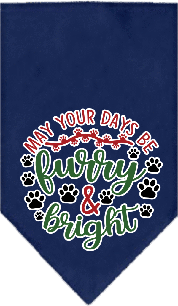 Furry and Bright Screen Print Bandana Navy Blue Size Small