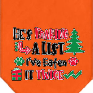 He's Making a List... Screen Print Bandana Orange Size Large
