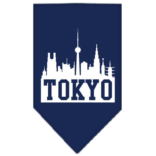 66-85-SMNB.jpg Tokyo Skyline Screen Print Bandana Navy Blue Small