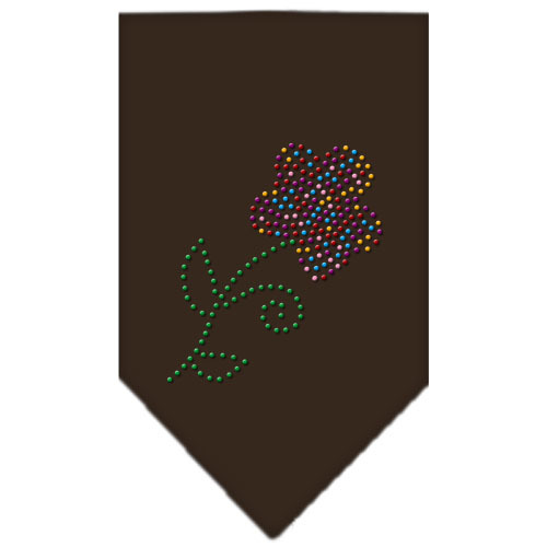 67-49-LGCO.jpg Multi Flower Rhinestone Bandana Cocoa Large