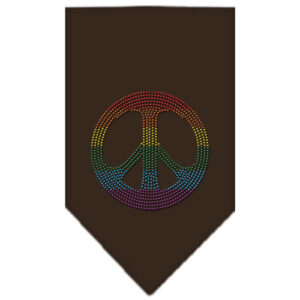 Rainbow Peace Sign Rhinestone Bandana Cocoa Small
