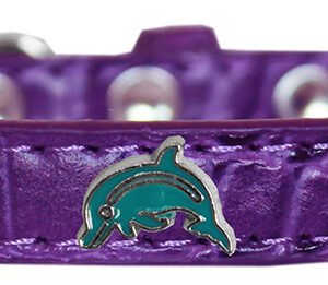 Dolphin Widget Croc Dog Collar Purple Size 12