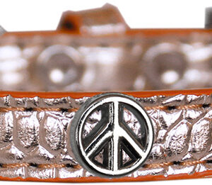 Peace Sign Widget Croc Dog Collar Copper Size 12