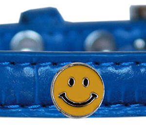 Happy Face Widget Croc Dog Collar Blue Size 16