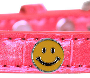 Happy Face Widget Croc Dog Collar Bright Pink Size 14