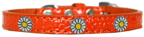 720-24-ORC16.jpg White Daisy Widget Croc Dog Collar Orange Size 16