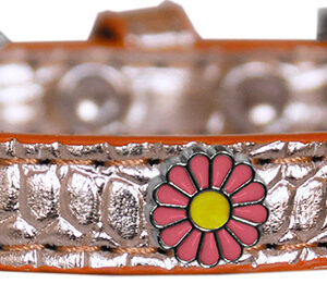 Pink Daisy Widget Croc Dog Collar Copper Size 12