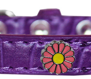 Pink Daisy Widget Croc Dog Collar Purple Size 10