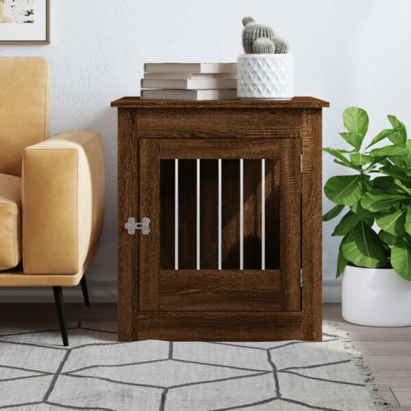 Dog Crate Furniture Brown Oak Engineered Wood, Steel Locks