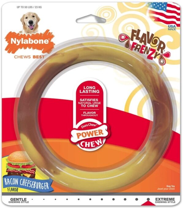 LM01U85000_b2b.jpg Nylabone Power Chew Ring Dog Toy Bacon Cheeseburger Flavor Large