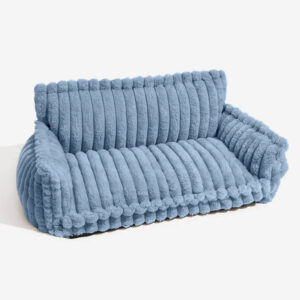 Color: Light Blue, Specifications: M - Pet Sofa Doghouse Cathouse Warm Plush Nest Removable Washable Grid Dog Bed