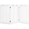 36 Inch Folding Wooden Freestanding Pet Gate Dog Gate with 360?° Flexible Hinge-White - Color: White