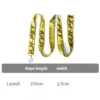 Color: Black, Size: L - Fashion Dog Collar Leash Set Gold Chain Nylon Pets Dog Collar Leash Long Rope Lettered Collar Perro Collar For Pitbull Puppy Dog