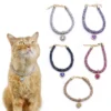 Color: MULTICOLOR, Size: S - Luxury Cat Collar with Heart Crystal Pendant Puppy Chihuahua Necklace Reflective Rhinestone Kitten Neck Strap Pets Accessories
