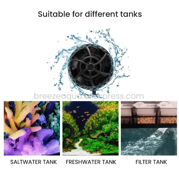 Color: Black, Power: 5W - ZKSJ Eco Slim 6000/10000/15000/20000/25000 DC Mini Saltwater Fish Tank Aquarium Wavemaker Pump with Controller