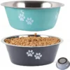 Color: WHITE, Size: XS - Non-slip Dog Bowls For Small Medium Large Dog Feeder Bowls And Drinkers Stainless Steel Pet Feeders Pets Dogs Accessories