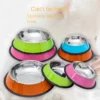 Color: Green, Size: M - Pet Dog Cat colours Stainless Steel Bowl Pet Feeding Bowl Cat and Dog Drinking Bowl Metal Feeder Bowl Durable Easy To Clean bowl