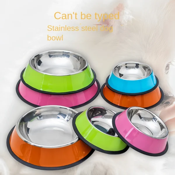 Color: Green, Size: M - Pet Dog Cat colours Stainless Steel Bowl Pet Feeding Bowl Cat and Dog Drinking Bowl Metal Feeder Bowl Durable Easy To Clean bowl