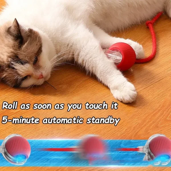 Color: Gray - New Cat Interactive Ball Toy Automatic Rolling Ball Faux Tail Rechargeable Smart Pet Electric Toy Dog Cat Training Imitate Mouse