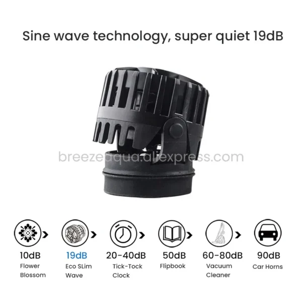 Color: Black, Power: 5W - ZKSJ Eco Slim 6000/10000/15000/20000/25000 DC Mini Saltwater Fish Tank Aquarium Wavemaker Pump with Controller