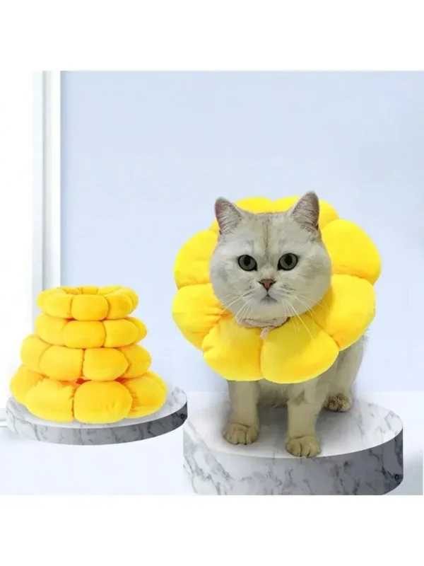 Size: L, Color: ROSE RED - Adjustable Cat Recovery Collar Cute Solar Flower Neck Cone After Surgery