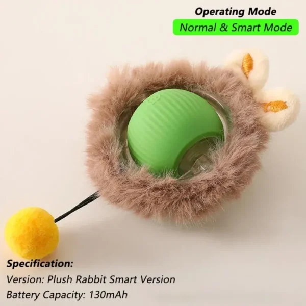 Color: Gray - New Cat Interactive Ball Toy Automatic Rolling Ball Faux Tail Rechargeable Smart Pet Electric Toy Dog Cat Training Imitate Mouse