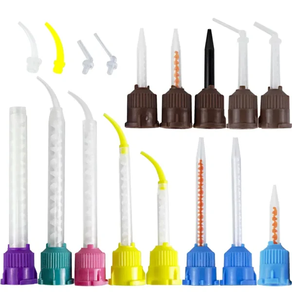 Color: multi, Ships From: CHINA - 50pcs / Pack Dental Mix Tips Lmpression Material Laboratory Denture Color Tube Disposable Silicone Rubber Mix Head Dentist