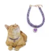 Color: MULTICOLOR, Size: S - Luxury Cat Collar with Heart Crystal Pendant Puppy Chihuahua Necklace Reflective Rhinestone Kitten Neck Strap Pets Accessories