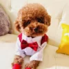 Color: Red, Size: XXS - Dog Gentleman Wedding Suit Clothes Dog Suit Bow Tie Clothes Halloween Christmas Costume For Small Dogs Teddy Bulldog