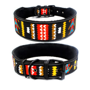 Color: Red print, Size: 120x2.0cm - Reflective Pet Collar Medium And Large Dog Collar Printed Light Board Dog Collar
