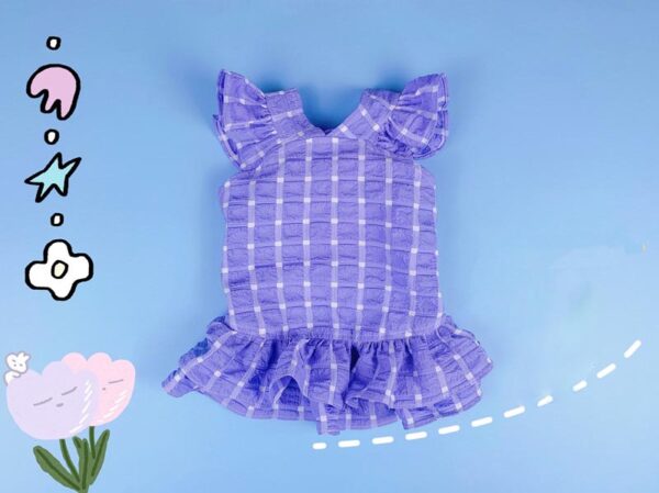 Color: Purple, Size: Law fight XL - Cute Cat And Dog Folding Lace Plaid Pet Skirt
